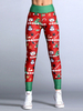 Legging Femme Legging Skinny Imprimé Motif De Noël Rouge