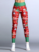 Legging Femme Legging Skinny Imprimé Motif De Noël Rouge