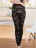 Legging Femmes Elastique à Taille Basse Moulant avec Les Dentelles Creusants Unicolore Sexy Legging Femmes