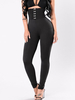 Legging Pantalons de Yoga Femme Coupe Cintrée avec Boutons Unicolore Moulant Sexy