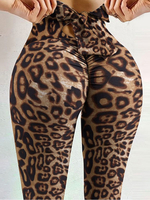 Legging Pantalons de Yoga Femme Imprimé Léopard Coupe Cintrée à Lacets avec Noeud Multicolores Sexy Eté