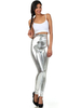 Leggings argent brillant métallisé Skinny Pants pour femmes Déguisements Halloween