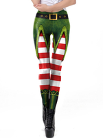 Leggings de Noël pour femmes Sapin de Noël Imprimé Vert Déguisements Noël