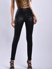 Leggings en Cuir Synthétique Longs Femmes Sexy Moulants à Zip Unicolore Noir Pantalons
