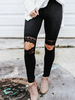 Leggings Femmes Noir Dentelle Découpe Taille Légère Leggings Maigres