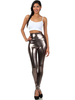 Leggings gris brillant métallique Skinny Pants pour femmes Déguisements Halloween