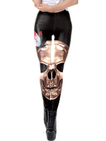 Leggings pour femmes Pantalon de survêtement extensible en polyester imprimé crâne Halloween