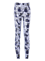 Leggings pour femmes Pantalon slim en polyester à imprimé chat Halloween