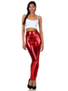 Leggings rouge Chic brillant métallique Skinny Pants pour femmes Déguisements Halloween