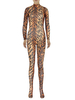 Leopard imprimer Zentai Sexy combinaison Spandex pour femmes Déguisements Halloween