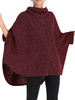 Les femmes Poncho Col haut Bourgogne irrégulier Hem Cap