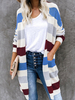 Les femmes Pull Cardigans Bleu Stripes Pulls manches longues