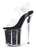 Les femmes sexy sandales noires en cuir Synthétique Peep Toe transparent Sandales sexy