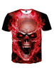 Les hommes rouges t-shirt taille plus impression crâne taille plus Halloween à manches courtes t-shirt punk