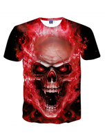 Les hommes rouges t-shirt taille plus impression crâne taille plus Halloween à manches courtes t-shirt punk