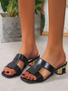 Les mulettes à talons femmes glissent sur le talon chunky cuir PU cuir noir Mules d\