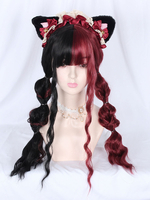 Les perruques douces de Lolita lacent les accessoires de Lolita de Bourgogne de fibre de chat de bloc de couleur