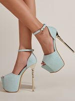 Les talons et pompes de la rue pour femmes sont des plates-formes de soirée talons ouverts ouverts Stiletto