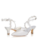 Élégant Chaussures De Mariage Satin Ivoire Bout Pointu Fleurs Chaton Talon 2.2 "Chaussures De Mariée