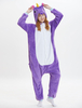 Licorne Kigurumi Carnaval Onesie Pyjamas Adultes flanelle violet à capuche manches longues Combinaisons Unisexe Animaux vêtements de nuit Déguisements Halloween