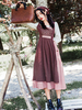 Little Women Retro Costumes Plaid Drawstring Cotton Linen Style Pastoral Dress
