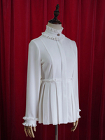 Lolita blanc Blouse plissée coton Chic chemisier pour femmes Déguisements Halloween