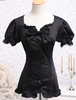 Lolita Blouse manches courtes Coton noir Déguisements Halloween