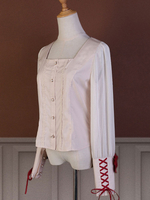 Lolita Blouses Manches Longues À Lacets En Dentelle Blanche Lolita Chemise