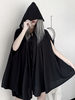 Lolita Capes Poncho Gothique Femme Manteau à Capuche avec Manches Longues Unicolore