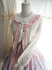 lolita cardigan"idienne bicolore classique à volants en coton mélangé rouge foncée encolure dégagée manches longues Déguisements Halloween