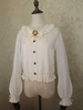 lolita cardigan"idienne bicolore classique à volants en coton mélangé rouge foncée encolure dégagée manches longues Déguisements Halloween