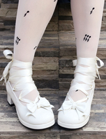 Lolita Chaussures adorables blanc avec noeud à bout rond 4.5cm Déguisements Halloween