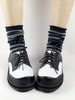 Lolita Chaussures adorables en cuir noir color-block avec oeillets métalliques à talons chiotsquotidien Déguisements Halloween