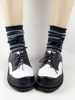 Lolita Chaussures adorables en cuir noir color-block avec oeillets métalliques à talons chiotsquotidien Déguisements Halloween
