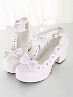 Lolita Chaussures Douces Avec Nœud Plateforme Talon Haut Carré Synthétique Déguisements Halloween