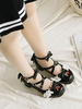 Lolita Chaussures Douces Déco Fraise et Mousseline Noeds Quoditien Talon Bas