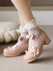 Lolita Chaussures Douces Noed à Côté Perle Faux Oreilles de Lapin Déco Mousseline