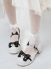Lolita Chaussures Douces Noeud Noire Chic Talon Carré Perle Faux Mignonnes Chaussures Talon Haut