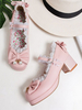 Lolita Chaussures Douces Roses Escarpin Faux Perle Noeud Talon Haut Chic