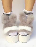 Lolita Chaussures exquises gris bicolore à talons épaisstreet style Déguisements Halloween