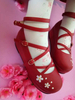 lolita Chaussures exquises rouge jacquard à bout carréTea party 4.5cm Déguisements Halloween