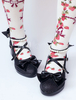 Lolita Chaussures parfaites noir à bout rondavec noeud en Synthétique 4.5cm street style Déguisements Halloween