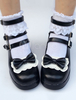 Lolita Chaussures parfaites noir avec noeud à talons épaisstreet style Déguisements Halloween