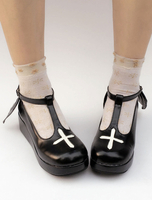 lolita Chaussures parfaites noir bicolore à bout carréstreet style 5cm Déguisements Halloween