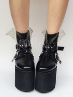 Lolita Chaussures parfaites noir bicolore à talons compensésstreet style Déguisements Halloween