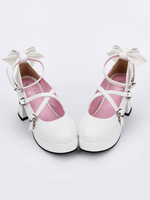 Lolita Chaussures sublimes blanc avec noeud à talons épaisTea party Déguisements Halloween