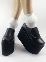 Lolita Chaussures sublimes noir unicolore en peau de porc avec velcroquotidien 11cm Déguisements Halloween