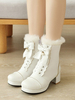 Lolita cheville en cuir Synthétique blanc arcs bout rond chaussures Lolita bottes lolita douces