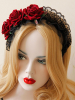 lolita coiffure bonne bicolore avec fleur à volants noire Tea party Coiffure Accessoire en mélangé de coton Déguisements Halloween