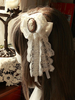 lolita coiffure en fibre polyester classique unicolore Tea party avec noeud ornement métallique blanche Coiffure Déguisements Halloween